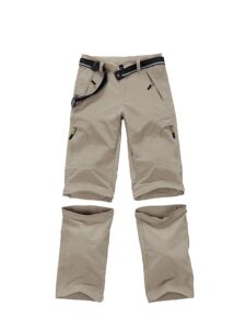 asfixiado little kid, boys cargo pants, kids youth girls athletic outdoor quick dry waterproof upf 50+ hiking climbing convertible trousers #9017 khaki-l