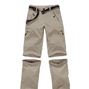 Asfixiado Little Kid, Boys Cargo Pants, Kids Youth Girls Athletic Outdoor Quick Dry Waterproof UPF 50+ Hiking Climbing Convertible Trousers #9017 Khaki-L