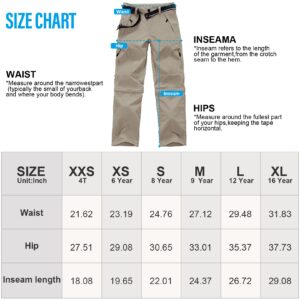 Asfixiado Little Kid, Boys Cargo Pants, Kids Youth Girls Athletic Outdoor Quick Dry Waterproof UPF 50+ Hiking Climbing Convertible Trousers #9017 Khaki-L