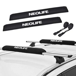 wonitago soft roof rack pads with two 15 ft tie down straps for surfboard, sup paddleboard, snowboard, 28 (pair) black