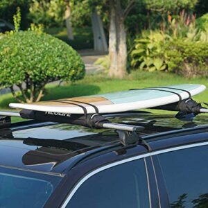 WONITAGO Soft Roof Rack Pads with Two 15 Ft Tie Down Straps for Surfboard, SUP Paddleboard, Snowboard, 28 (Pair) Black