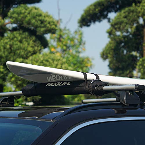 WONITAGO Soft Roof Rack Pads with Two 15 Ft Tie Down Straps for Surfboard, SUP Paddleboard, Snowboard, 28 (Pair) Black