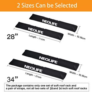 WONITAGO Soft Roof Rack Pads with Two 15 Ft Tie Down Straps for Surfboard, SUP Paddleboard, Snowboard, 28 (Pair) Black