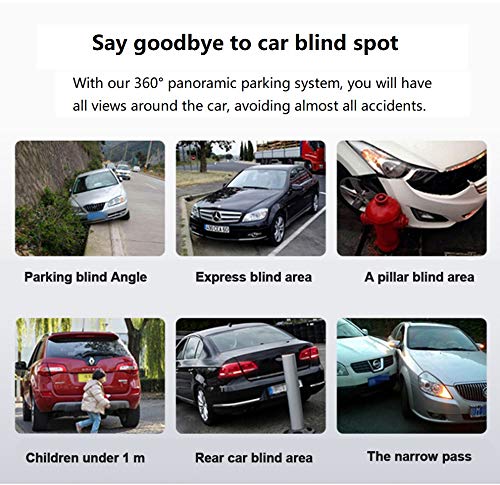 WeniChen 360 Degree Bird View Car Parking Assistance Panoramic View All Round 4 HD Camera System with DVR Parking Monitoring Driving Record for All Car