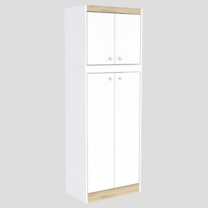 Inval Galley Kitchen 4-Door Storage Cabinet, White & Vienes Oak