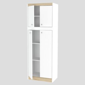 Inval Galley Kitchen 4-Door Storage Cabinet, White & Vienes Oak