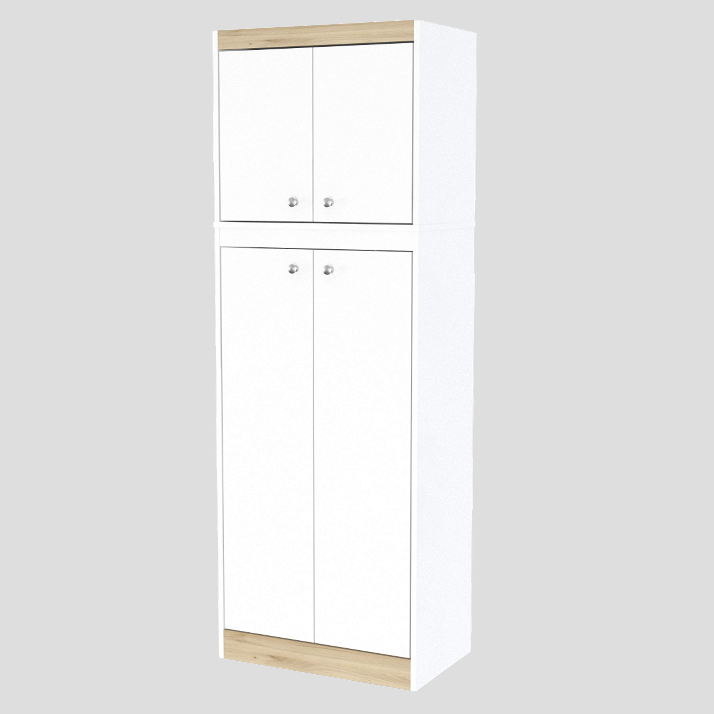 Inval Galley Kitchen 4-Door Storage Cabinet, White & Vienes Oak