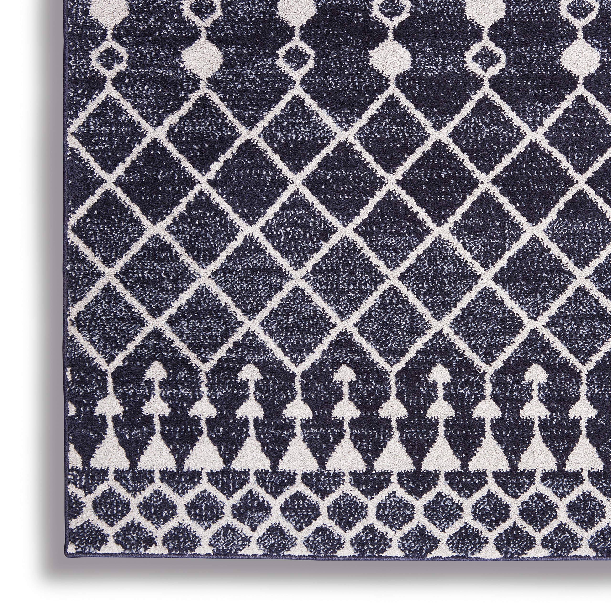 Nourison Royal Moroccan Farmhouse Navy/Grey 2'2" x 7'6" Area Rug, Easy Cleaning, Non Shedding, Bed Room, Living Room, Dining Room, Kitchen (2x8)