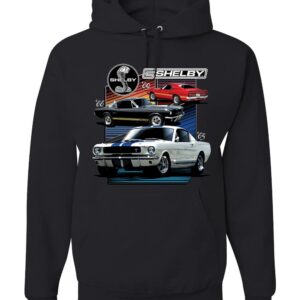 Wild Bobby Shelby 65 Powered by Ford Motors Mustang Logo Emblem Cars and Trucks Unisex Graphic Hoodie Sweatshirt, Black, X-Large