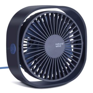 warrita 2024 upgraded small usb desk fan,3 speeds strong wind, 360° rotatable, quiet usb air circulator fan with anti-slip pad, perfect cooling for office, dorm, camp, laptop, library - navy blue