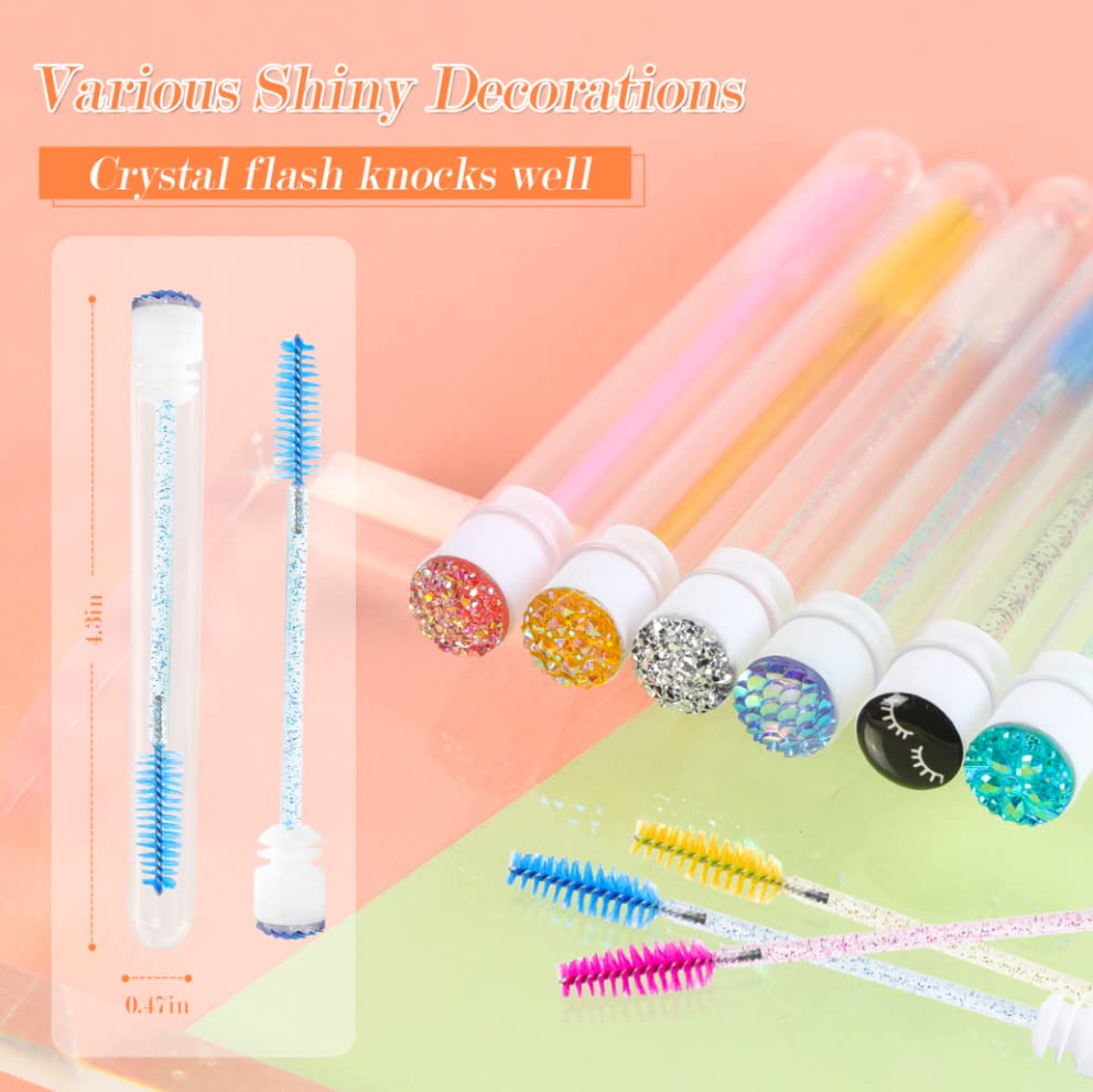 Disposable Mascara Brushes Diamond Eyelash Spoolies Makeup Brush Mascara Wand in Sanitary Tube Lash Supplies(20 Pcs, Mix)