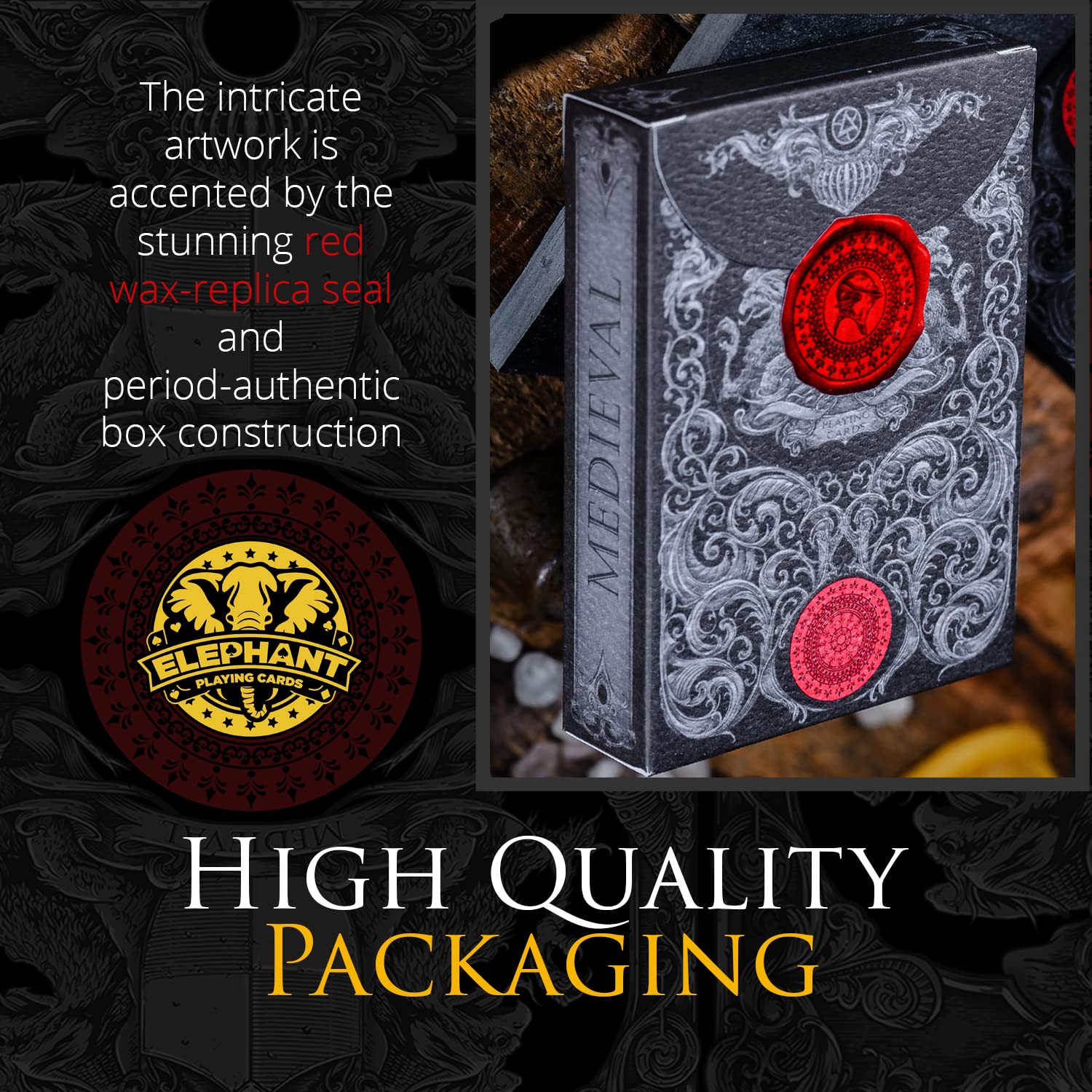 Medieval Playing Cards - Professional Poker Cards in Period-Authentic Middle Ages Designs - Stone Edition - Great for Magic, Cardistry, Gameplay - Deck of Cards for Kids & Adults Free Card Game E-book