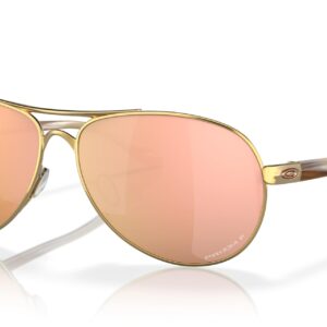 Oakley Women's OO4079 Feedback Aviator Sunglasses, Polished Gold/Prizm Rose Gold Polarized, 59 mm