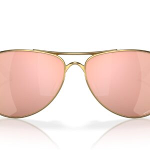 Oakley Women's OO4079 Feedback Aviator Sunglasses, Polished Gold/Prizm Rose Gold Polarized, 59 mm