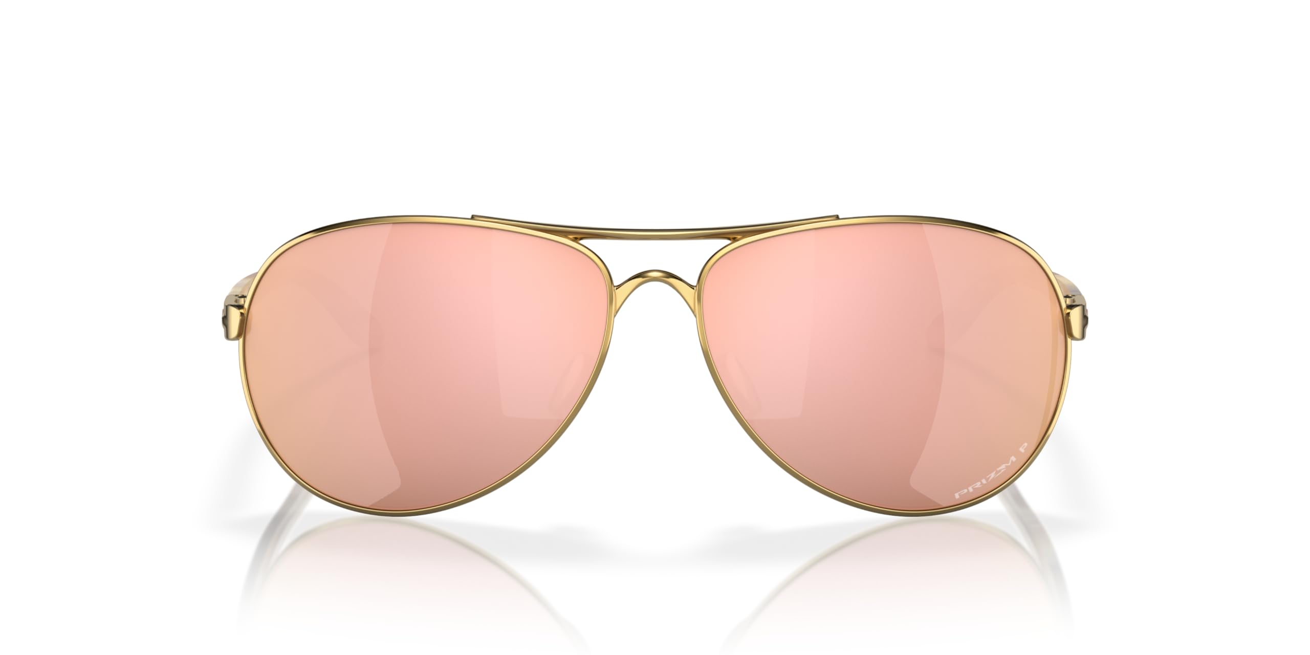 Oakley Women's OO4079 Feedback Aviator Sunglasses, Polished Gold/Prizm Rose Gold Polarized, 59 mm