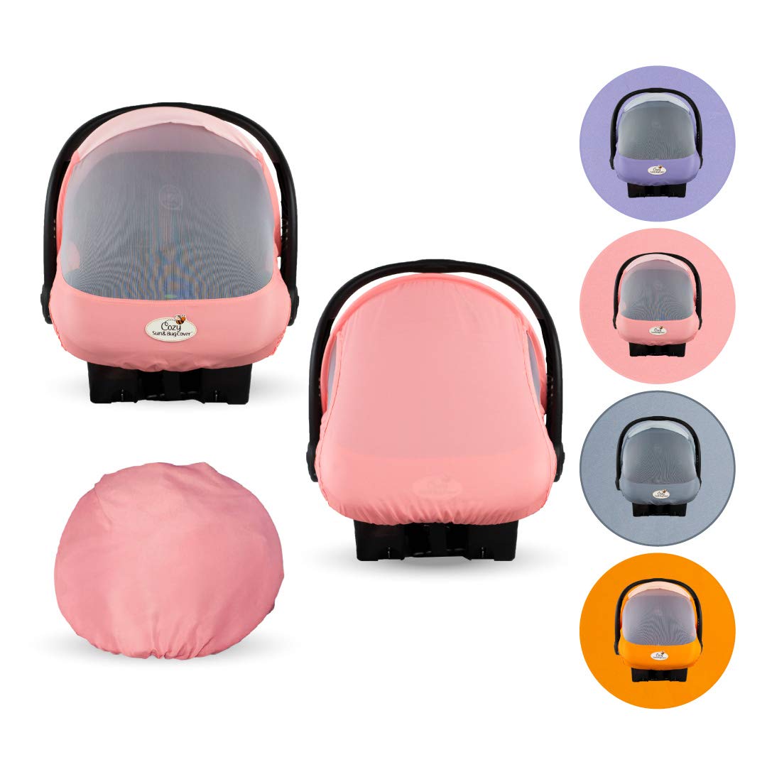 Summer Cozy Cover Sun & Bug Cover (Pink Grapefruit) - The Industry Leading Infant Carrier Cover Trusted by Over 2 Million Moms Worldwide for Protecting Your Baby from Mosquitos, Insects & The Sun