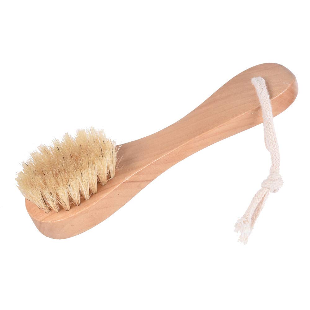 Natural Bristles Wooden Face Cleaning Brush Wood Handle Facial Cleanser Nose Scubber Exfoliating Facial Skin Care Pack of 2