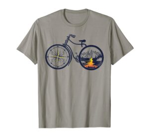 retro bicycle with compass and mountains - cycling t-shirt