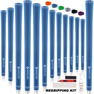 saplize rubber golf grips, 13 grips with complete regripping kit, standard size, golf club grip, blue