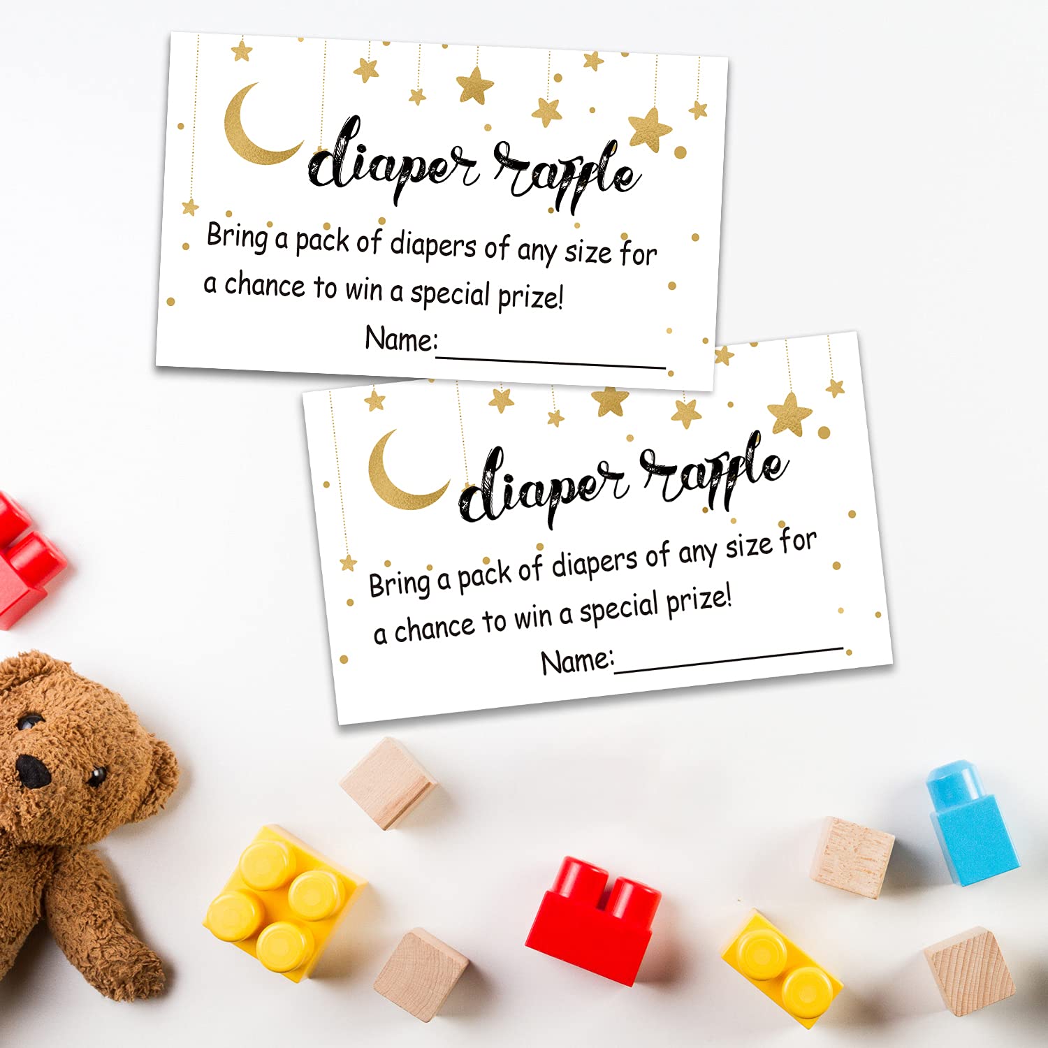 100 Diaper Raffle Tickets for Girl or Boy Baby Shower Invitations,Baby Shower Game, Bring a Pack of Diapers to Win Favors