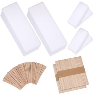 yaomiao 400 pieces wax strips sticks kit, non-woven waxing strips hair removal strip with wax applicator stick for body skin facial hair removal tools