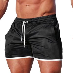 FLYFIREFLY Men's 4" Workout Running Shorts Quick Dry Lightweight Gym Yoga Shorts Black