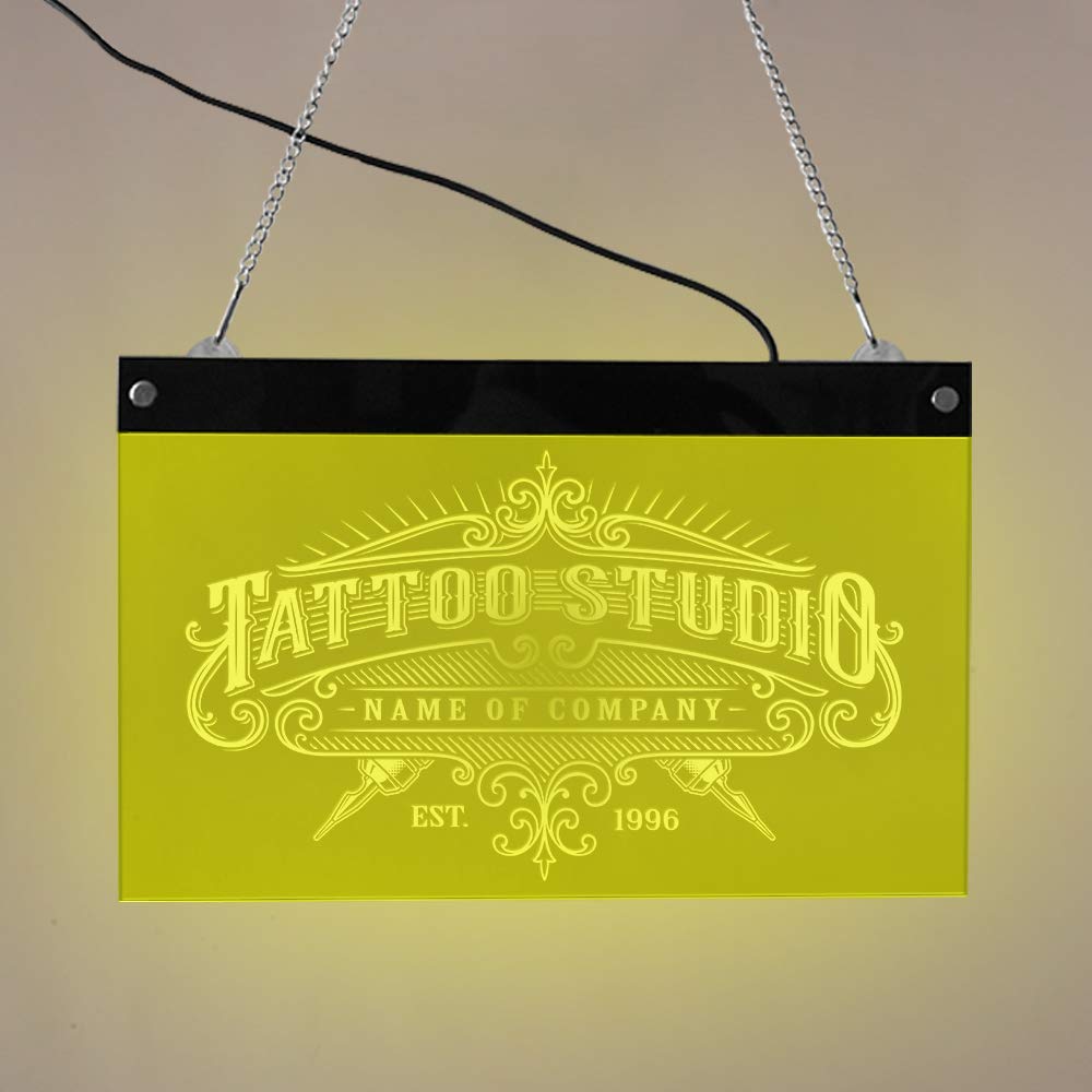 The Geeky Days Tattoo Studio Custom LED Neon Sign Custom Tattoo Salon Company Name Vintage Logo Business Wall Sign with LED Lighting Changes