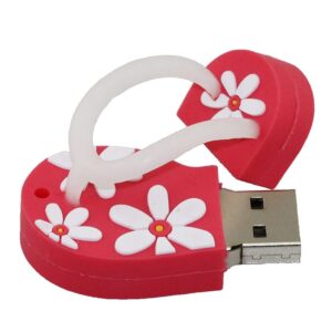 8GB Flip Flop Shape USB Stick USB 2.0 Memory Stick Flash Drive PenDrive Thumb Drive U Disk Data Storage USB Flash Disk with Chain (Red)