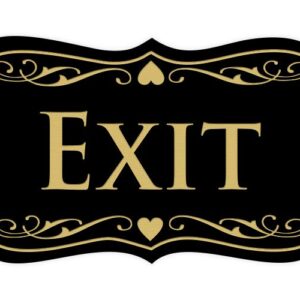 Designer EXIT Sign - Black/Gold - Small (1 Pack)