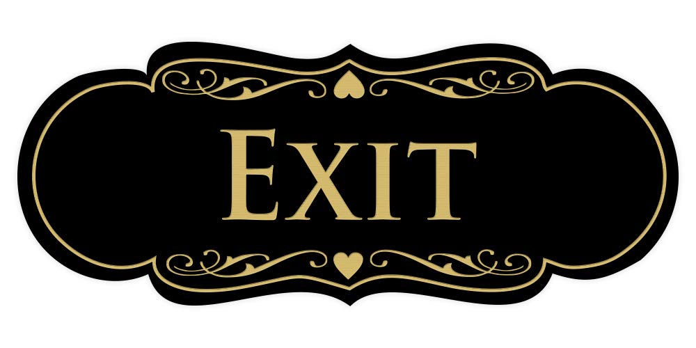 Designer EXIT Sign - Black/Gold - Small (1 Pack)