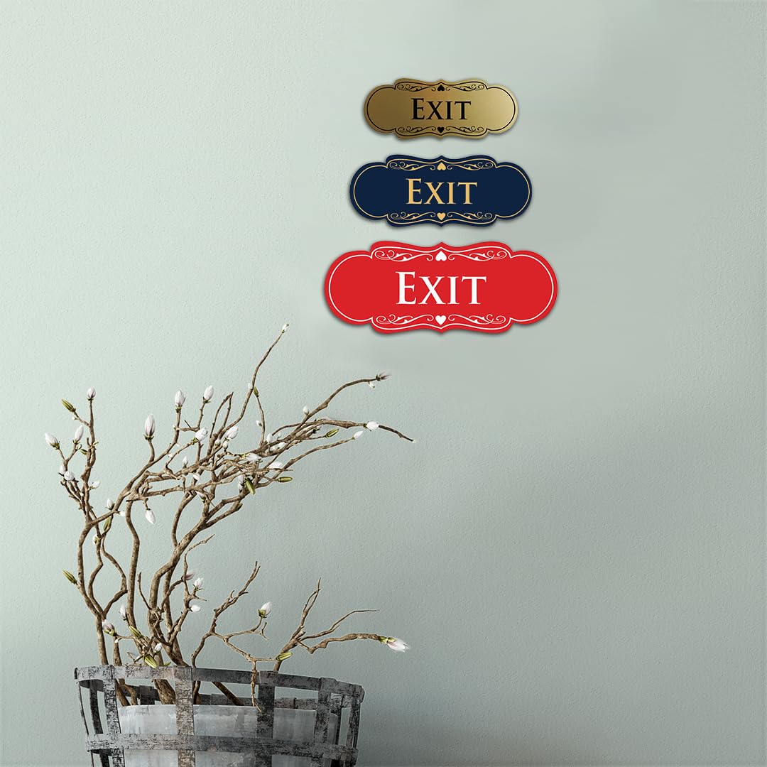 Designer EXIT Sign - Black/Gold - Small (1 Pack)