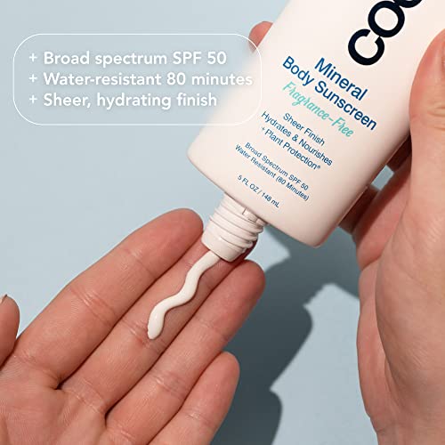 COOLA Organic Mineral Sunscreen SPF 50 Sunblock Body Lotion, Dermatologist Tested Skin Care For Daily Protection, Vegan and Gluten Free, Fragrance Free, 5 Fl Oz