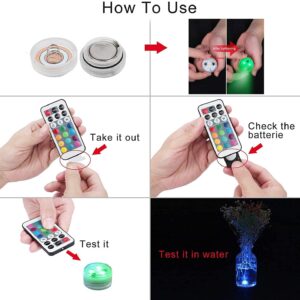 Sxstar 10pcs Submersible LED Lights,Waterproof Underwater Lights,Battery Powered RGB Colour Changing Tea Lights with IR Remote Control for vase, Bowls, Aquarium and Party Decoration