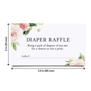 Bliss Collections Diaper Raffle Tickets for Baby Shower, Boho Floral, Invitation Card Inserts for Fun Baby Shower Game with a Chance to Win, 2"x3.5" Cards (50 Cards)