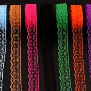 20 Rolls 200 Yards Mixed Color Floral Pattern Fabric Lace Ribbon