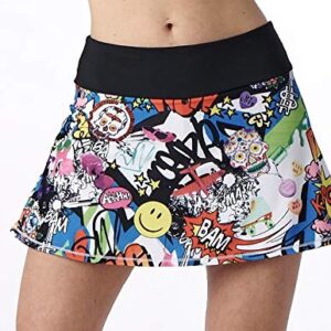 Queen of the Court Kapow Tennis Skirt! Performance Tennis Skirt | Running | Pickle Ball Skort Small (6-8) Multi