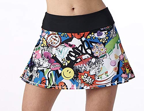 Queen of the Court Kapow Tennis Skirt! Performance Tennis Skirt | Running | Pickle Ball Skort Small (6-8) Multi