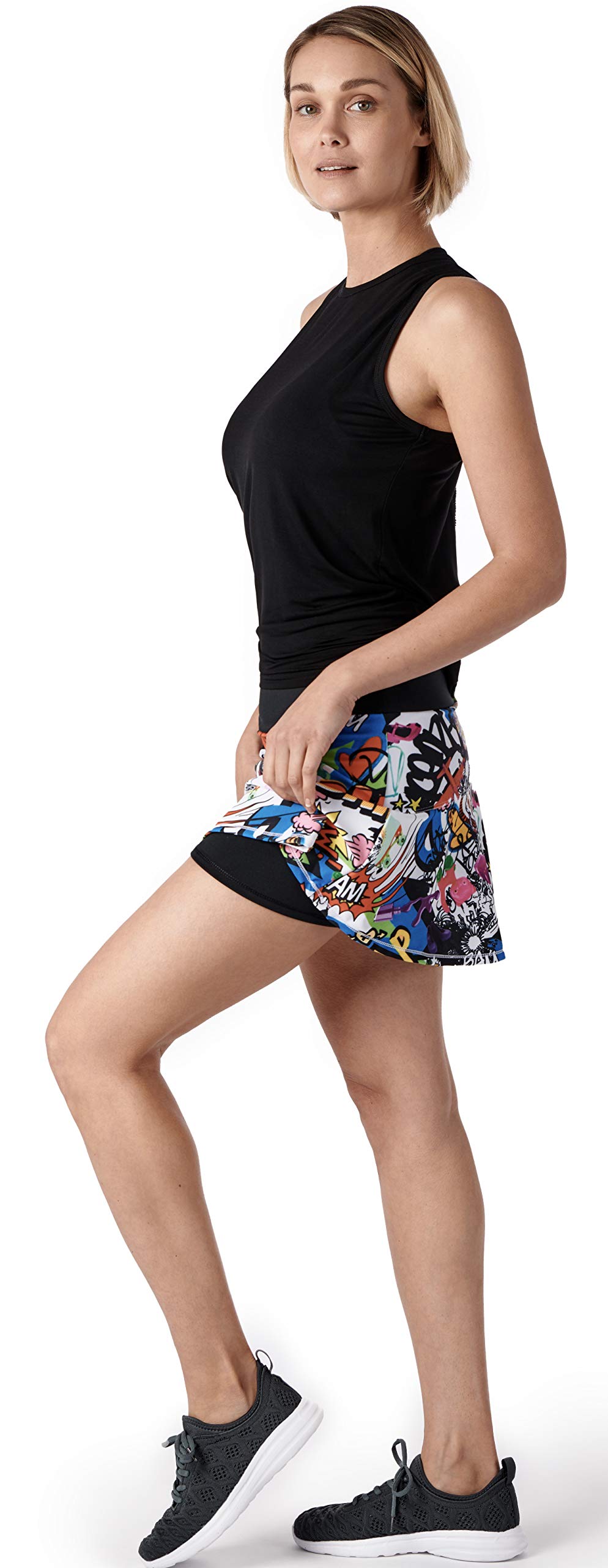 Queen of the Court Kapow Tennis Skirt! Performance Tennis Skirt | Running | Pickle Ball Skort Small (6-8) Multi