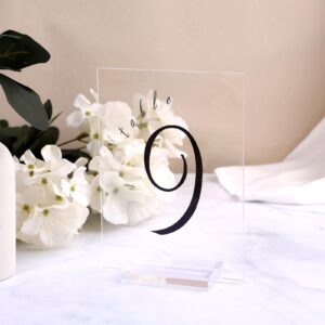 UNIQOOO 3" Clear Acrylic Stand | 10 Pack 3mm Slot Wedding Sign Holders, Perfect for Wedding, Table Number, Exhibition, Office, Restaurant, Business