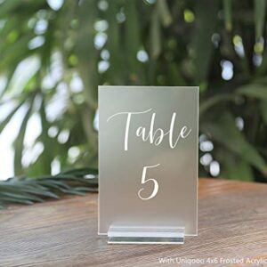 UNIQOOO 3" Clear Acrylic Stand | 10 Pack 3mm Slot Wedding Sign Holders, Perfect for Wedding, Table Number, Exhibition, Office, Restaurant, Business