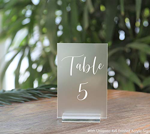 UNIQOOO 3" Clear Acrylic Stand | 10 Pack 3mm Slot Wedding Sign Holders, Perfect for Wedding, Table Number, Exhibition, Office, Restaurant, Business