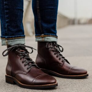 Thursday Boot Company Men’s Captain Cap Toe Leather Boots, Brown, 8.5