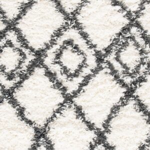 SAFAVIEH Moroccan Tassel Shag Collection Area Rug - 5'3" x 7'6", Ivory & Dark Grey, Boho Design, Non-Shedding & Easy Care, 1.5-inch Thick Ideal for High Traffic Areas in Living Room, Bedroom (MTS335A)