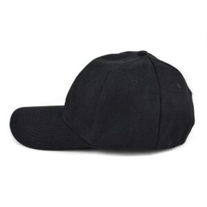 6-Panel Plain Baseball Cap - Adjustable Velcro Hat with no Logo Black