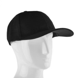 6-Panel Plain Baseball Cap - Adjustable Velcro Hat with no Logo Black