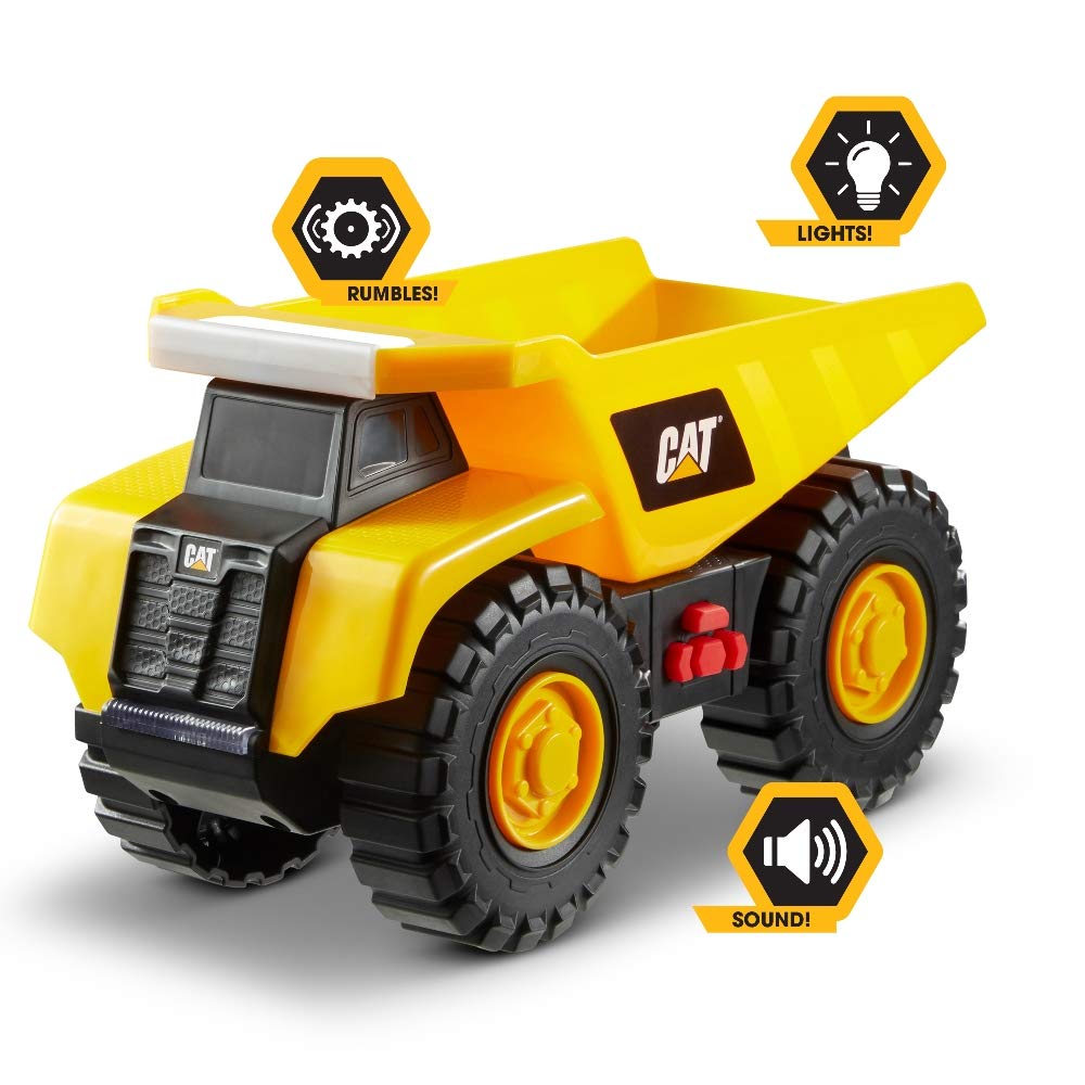 CAT Construction Toys, Cat Construction Tough Machines Toy Dump Truck, 10" w/Realistic Lights & Sounds, Rumbling Action, Movable Parts & Sturdy Plastic Construction