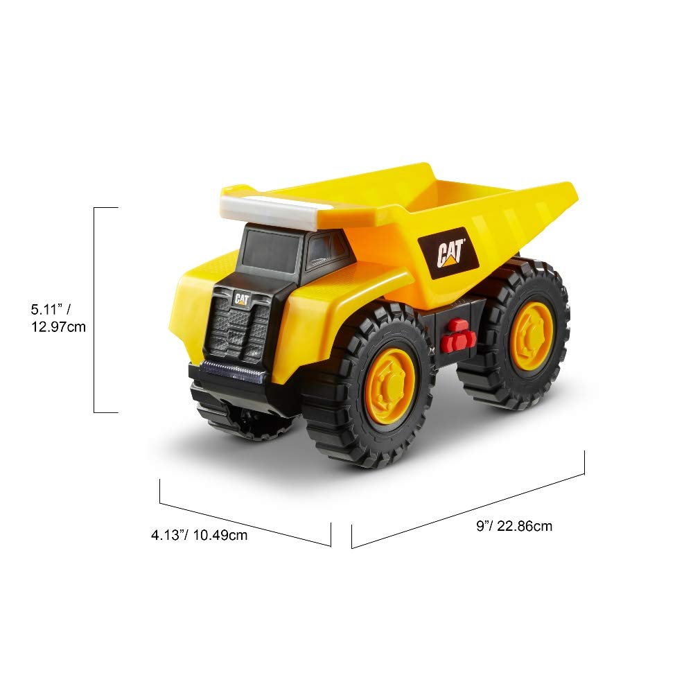 CAT Construction Toys, Cat Construction Tough Machines Toy Dump Truck, 10" w/Realistic Lights & Sounds, Rumbling Action, Movable Parts & Sturdy Plastic Construction