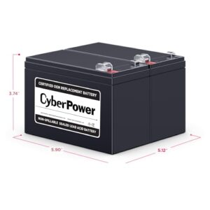 CyberPower RB1290X2 UPS Replacement Battery Cartridge, Maintenance-Free, User Installable, 12V/9Ah