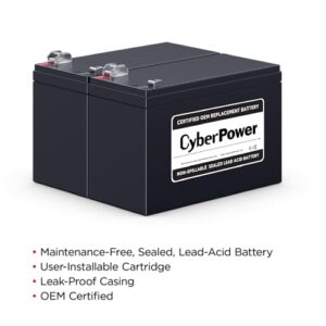 CyberPower RB1290X2 UPS Replacement Battery Cartridge, Maintenance-Free, User Installable, 12V/9Ah