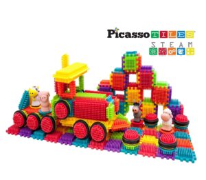 picasso toys ptb151 151pcs hedgehog block block stem building tiles truck theme set learning playset stem toy set educational kit child brain development preschool kindergarten toy w/animal figures